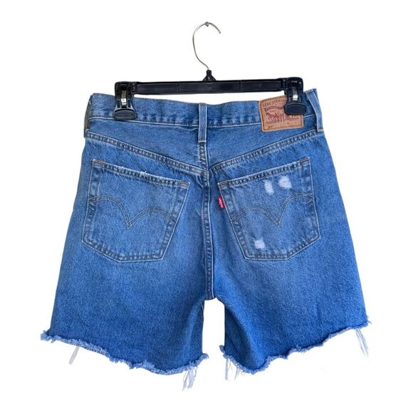 Vintage Levi’s 501 Distressed Denim Cutoff Shorts Button Fly Medium - Picture 2 of 5